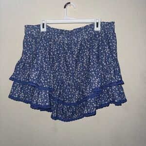 Floral Blue Ruffle Skirt